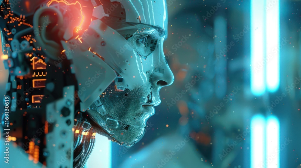 Poster man vs ai concept created with generative ai technology
