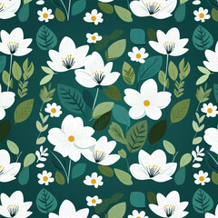 colorful hand draw blooming flowers pattern