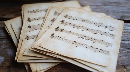 Naklejka premium A beautiful set of wedding cards with musical notes on them.