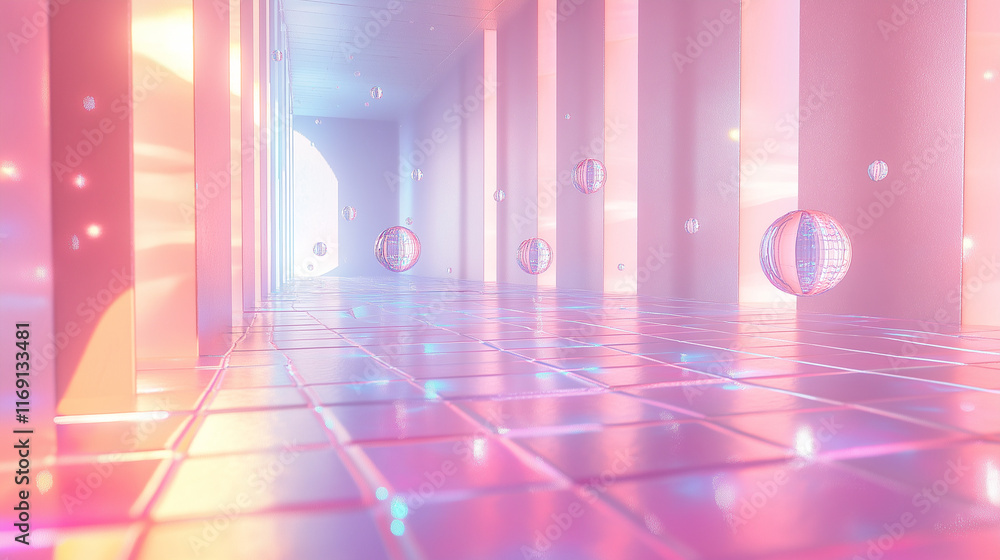 Fototapete abstract holographic data mesh in pastel tones. a clean and futuristic background ideal for digital 
