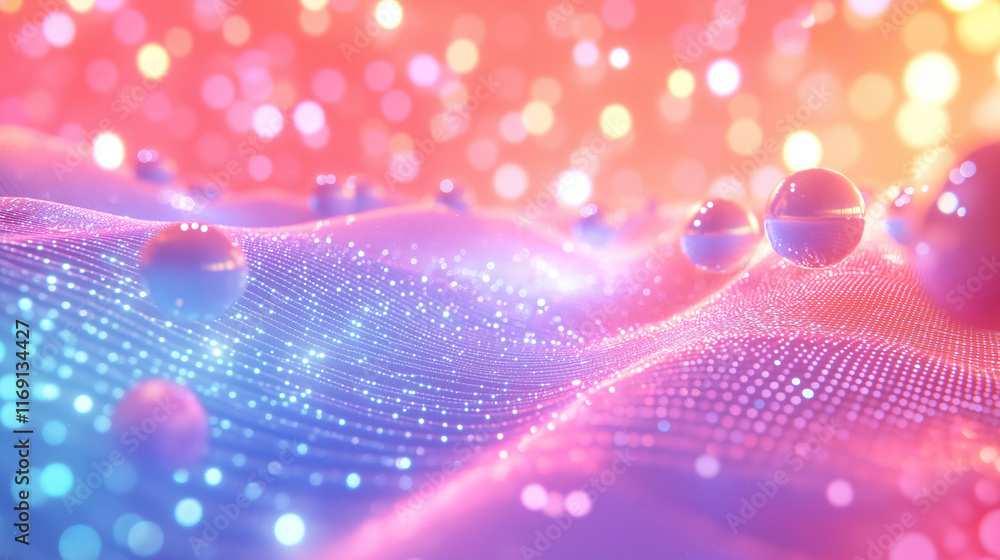 Leinwandbilder Futuristic abstract mesh featuring a holographic gradient and sleek look. Ideal for innovation-driven content