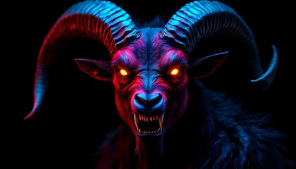 Infernal Goat Demon: A Digital Rendering of a Menacing Creature