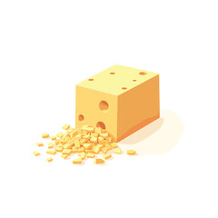 Cheese dices and slices vector illustration