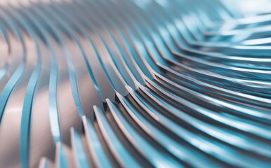 美しい青い曲線が描く未来的なデザインの表面が光を反射する