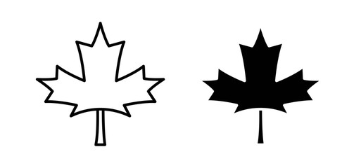 Autumn leaf canadian icons in black and white colors
