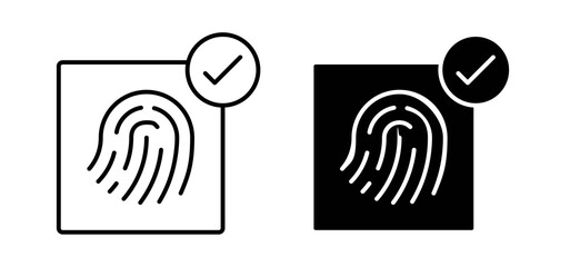 Biometric security icons in black and white colors