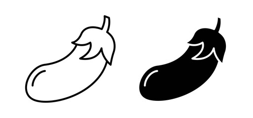 Eggplant icons in black and white colors