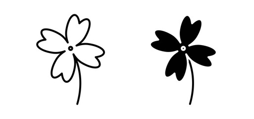 Four leaf clover icons in black and white colors