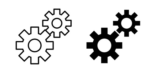 Gear icons in black and white colors