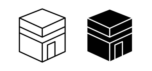 Kaaba icons in black and white colors