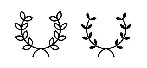 Laurel wreath icons in black and white colors