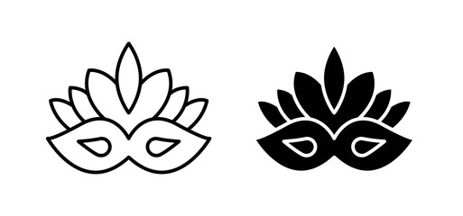 Mask for brazil carnival celebration icons in black and white colors