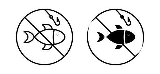 No fishing icons in black and white colors