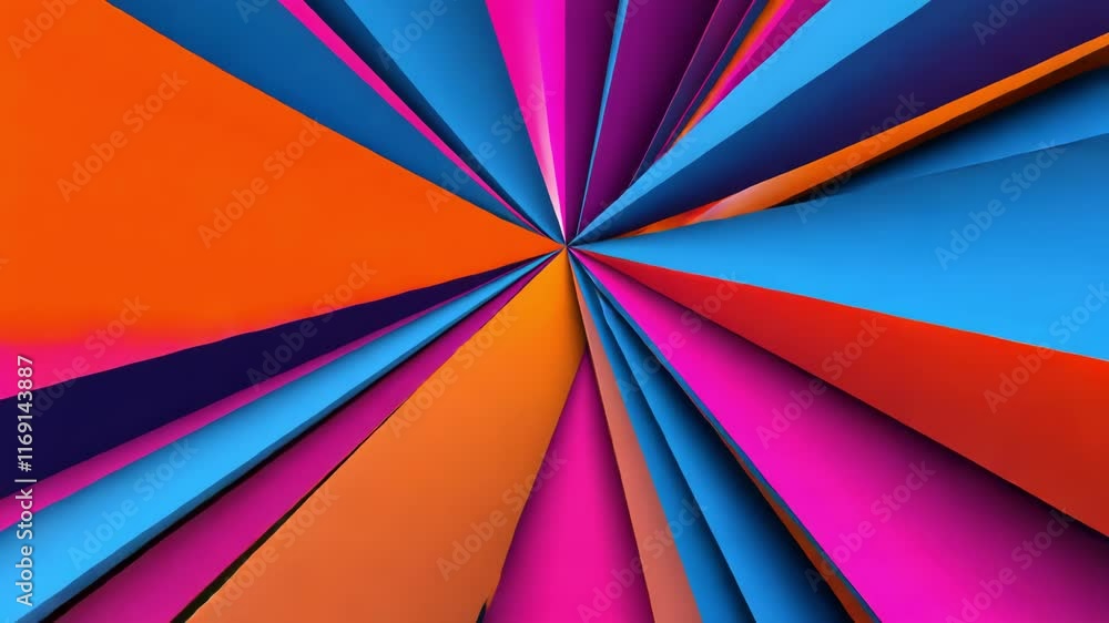 Poster a vibrant, dynamic abstract composition featuring bold shapes and colors, conveying energy and depth