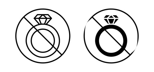 No jewelry sign vector in black and red colors