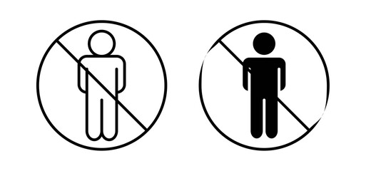 No man sign vector in black and red colors