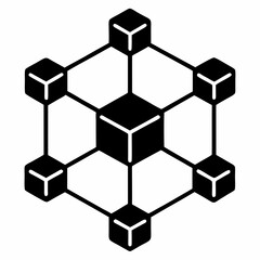 Obraz premium Blockchain Network Silhouette Vector Art