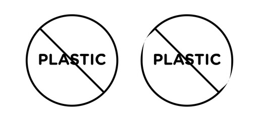 No plastic sign vector in black and red colors