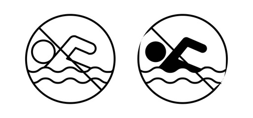 No swimming sign vector in black and red colors