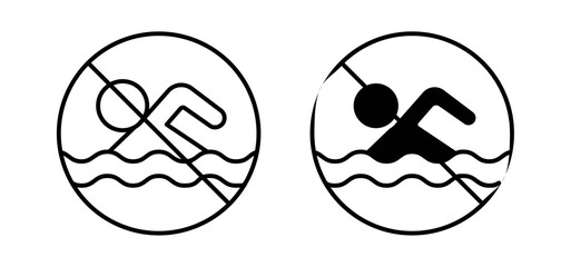 No swimming sign vector in black and red colors