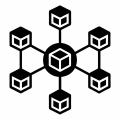 Blockchain Network Silhouette Vector Art