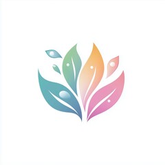 Simple wellness logo with leaves and water, soft color palette