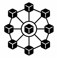 Blockchain Network Silhouette Vector Art