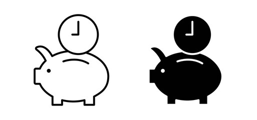 Save time icons in black and white colors