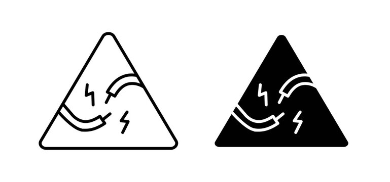 Short circuit icons in black and white colors