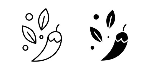 Spices icons in black and white colors