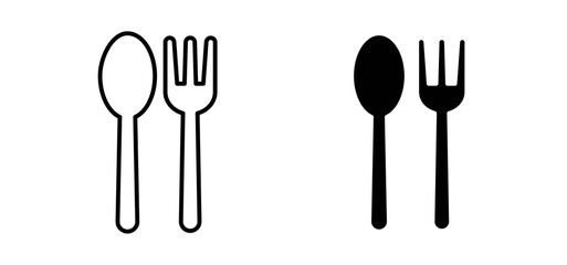 Spoon and Fork icons in black and white colors