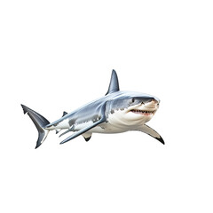 Fototapeta premium Great white shark swimming in the ocean depths