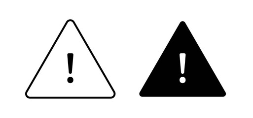 Warning attention signs set in black and white colors