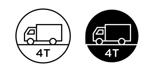 Weight limit traffic signs set in black and white colors