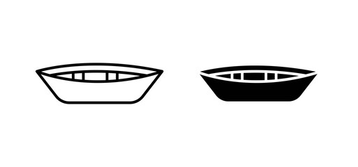 Wooden boat icons in black and white colors
