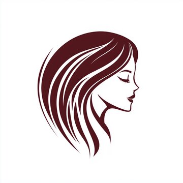 woman profile burgundy hair logo clip art preview