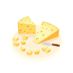 Cheese dices and slices vector illustration