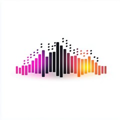 Obraz premium Music production logo with dynamic neon colors and black contrast