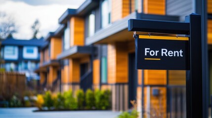 Obraz premium For rent sign displayed on a residential building, symbolizing opportunities for new beginnings and the dynamic nature of urban living.