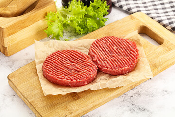Raw beef  burger cutlet for grill