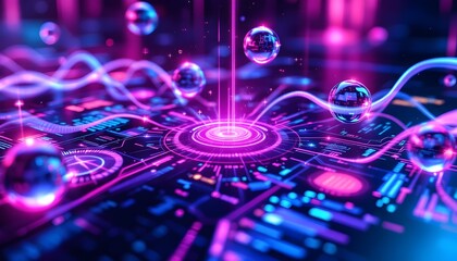 Pink Abstract Artificial Intelligence wallpaper with Glowing Data Streams and Futuristic Design