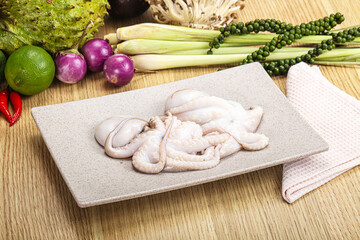 Delicous fresh raw uncooked octopus