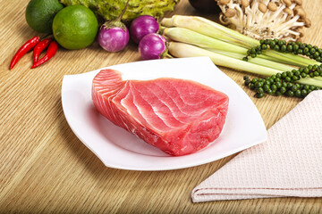 Raw fresh tuna steak for grill