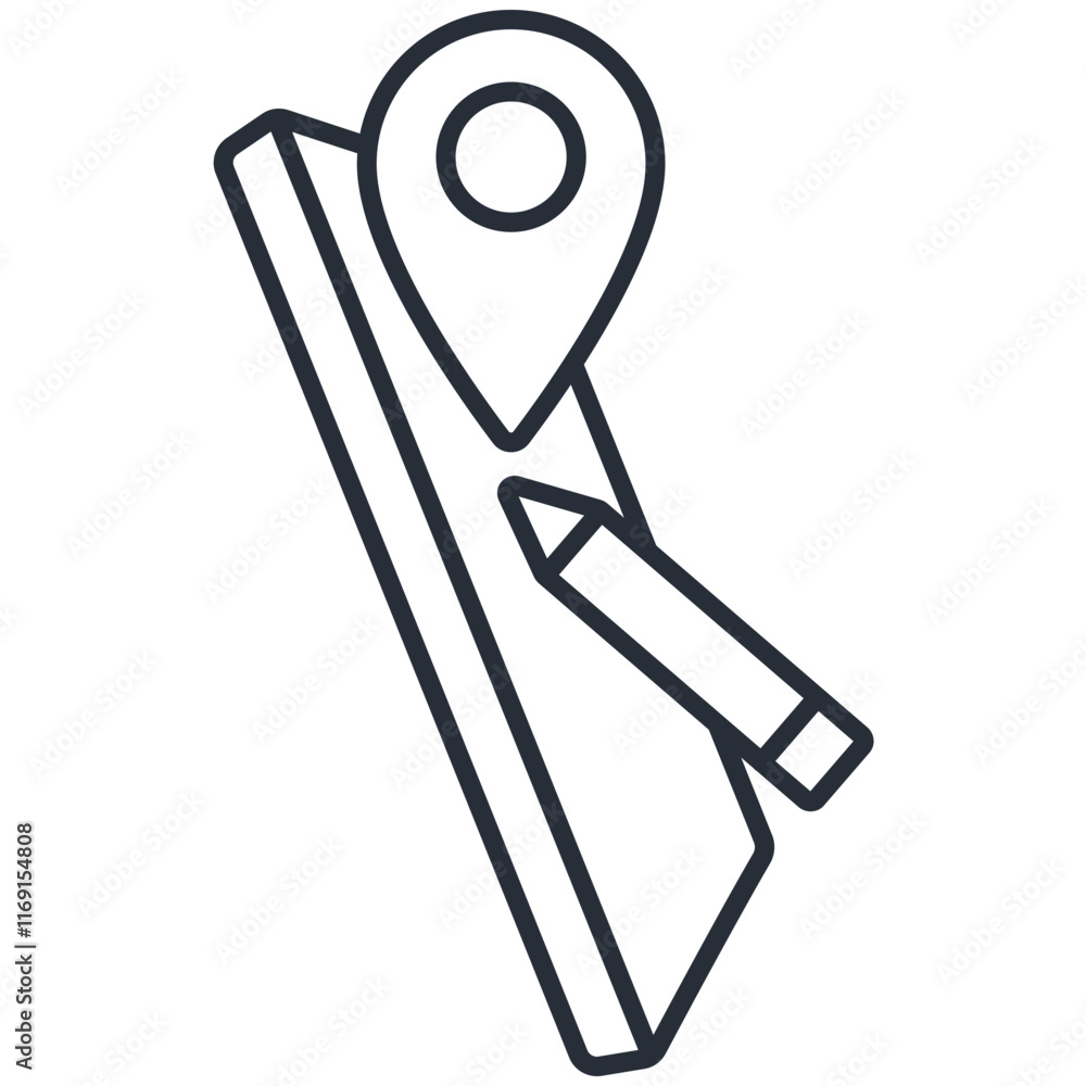 Poster edit location icon. vector.editable stroke.linear style sign for use web design,logo.symbol illustra