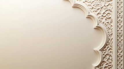 Fototapeta premium Elegant Cream Wall Decor Intricate Arabesque Design