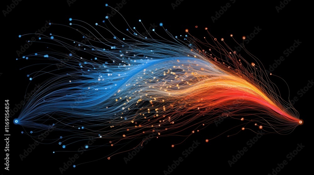 Aufkleber dynamic flow of light particles abstract art creative design dark background artistic perspective en