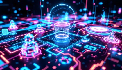 Blue and pink Abstract Artificial Intelligence wallpaper with Glowing Data Streams and Futuristic Design