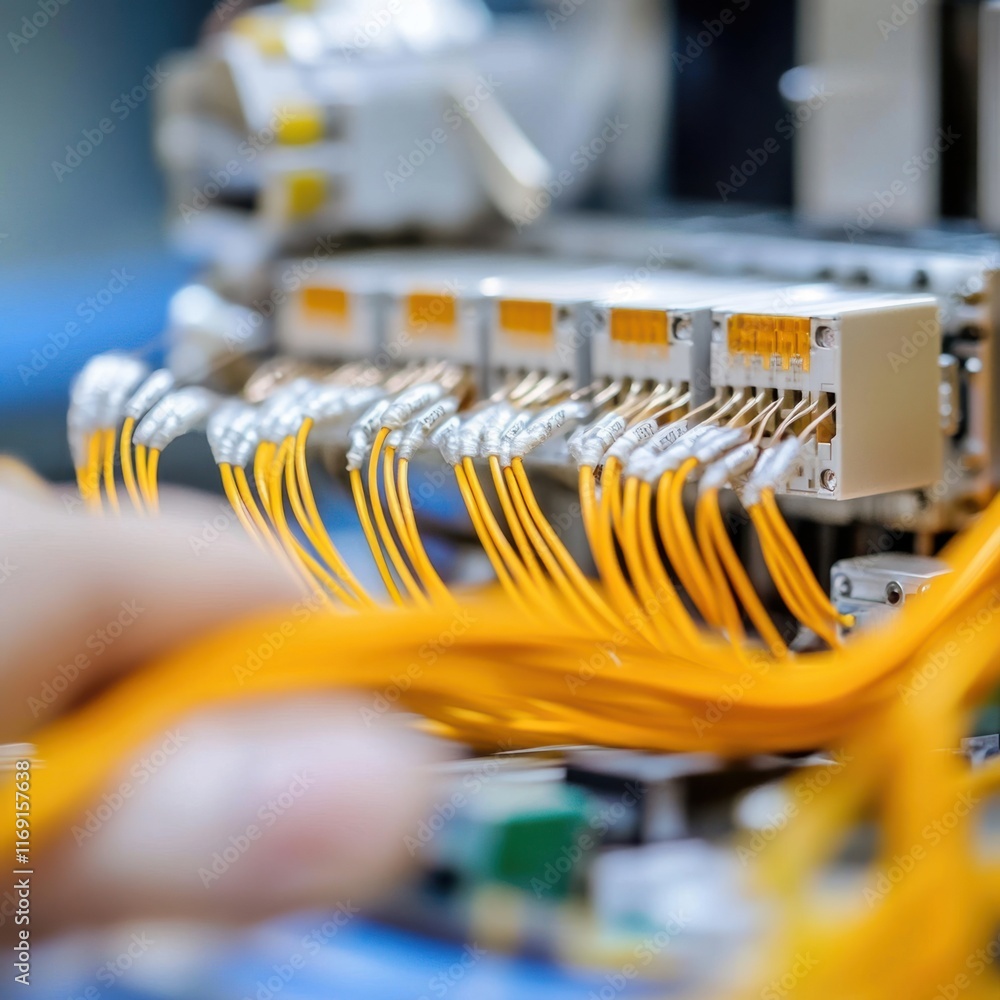 Poster network installation process data center technical documentation indoor close-up connectivity manage