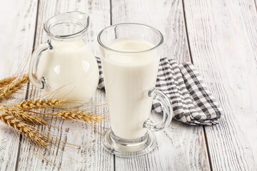 Organic milk in the glass