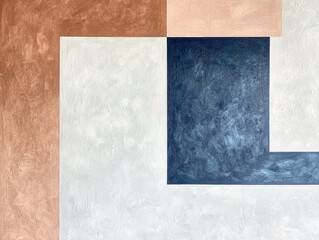 抽象的な形状の壁画が特徴的な現代的な室内空間のアート